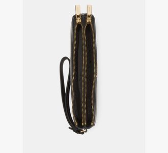 Kate Spade New York Womens Wren Wristlet in Black | Pebble Grain Leather
