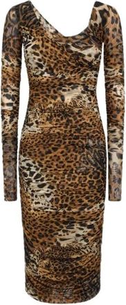 Roberto Cavalli Jaguar Skin Print Jurk Bruin - Dames - Casual kleedjes - Bruin - XL - Kleedjes