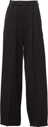 SOEUR High-Waisted Wide-Leg Wool-Cotton Pleated Pants