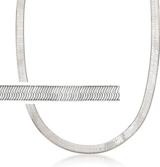 Ross-Simons Italian 6mm Sterling Silver Herringbone Chain Necklace