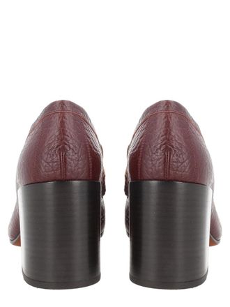 Dries Van Noten Block-Heel Leather Loafer - Bordeaux