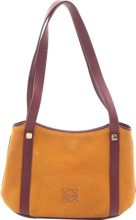 Loewe Pre-owned Loewe Anagram Suede and Calfskin Shoulder Bag Ladies H4DUWP4RQDWBNY6I