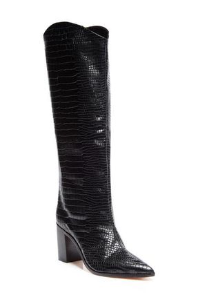 Schutz Maryana Pointed Toe Block Heel Knee High Boot in Black at Nordstrom, Size 10.5