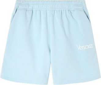 Versace 1979 Re-Edition embroidered track shorts - women - Cotton/Cotton/Polyester - 42 - Blue