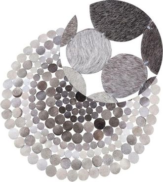 Beliani Rug HILVAN Grey &oslash; 140 cm Leather