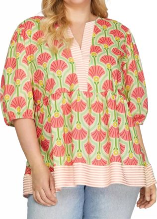 She + Sky Watermelon Sugar Striped Top In Pink