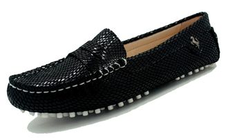 Minitoo Loafers Flat Shoes for Women Slip-on Summer Casual Moccasins with Buckle 9603-C Black UK 6.5