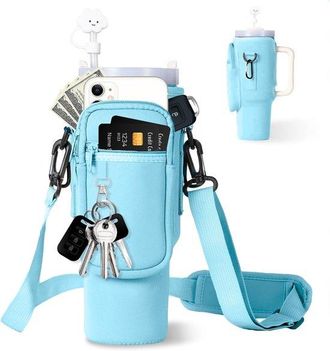 OEM Borse Porta Borraccia Con Scomparto Per Cellulare Per Bicchieri Stanley (1,2 L), Porta Borraccia In Neoprene Con Cannuccia E Moschettone Per Bicchieri