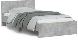 vidaXL vidaXL Giroletto con Testiera e LED Grigio Cemento 100x200 cm