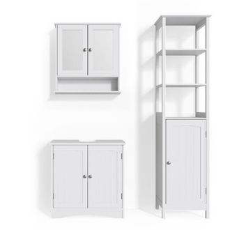 Vicco Set mobili bagno Bianco, Bianco, 3 parti, con colonna