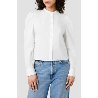 French Connection Cambria Puff Sleeve Cotton Shirt in Winter White at Nordstrom, Size X-Small
