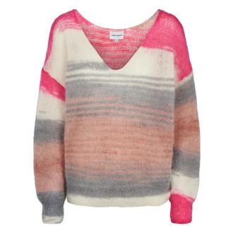 Americandreams Carly Multi Striped Pullover - Dames - V-hals truien - Veelkleurig - M - Wol - Truien & Vesten