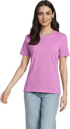 Lands End Tall Relaxed Supima Cotton Embroidered Crew Neck T-Shirt in Aster Pink at Nordstrom, Size Large
