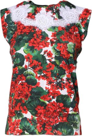 Dolce & Gabbana Womens Multicolor Floral Lace Sleeveless Tank Top Virgin Wool Cotton Nylon