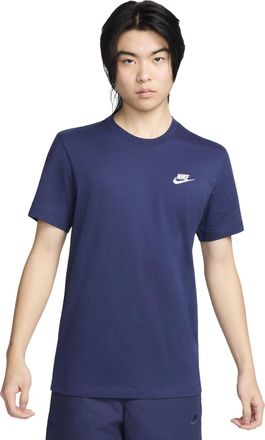 Nike Mens Nike Embroidered Small Round Neck Short Sleeve Deep Navy Blue T-Shirt AR4999-410