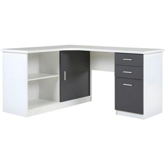 Vente-Unique Vente-unique - Scrivania angolare con 2 cassetti e ante Bianca e grigia - norwy