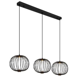 Netlighting Galway Bar Pendant Ceiling Light Matt Black 3x LED 3000K