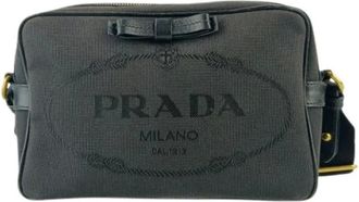 Prada Vintage, unisex, Zwart, ONE Size, Pre-owned Canvas Cross Body Bag