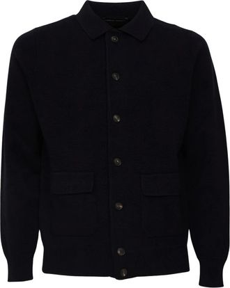 FILIPPO DE LAURENTIIS Truien & Vesten, Heren, Blauw, 2Xl, Wol, Geknoopte wollen vest