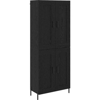 vidaXL Highboard 2 pcs Black Oak Engineered Wood vidaXL