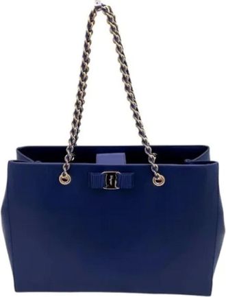 Ferragamo Pre-owned Shoulder Bags, female, Blue, Size: ONE SIZE Pre-owned Leather shoulder-bags