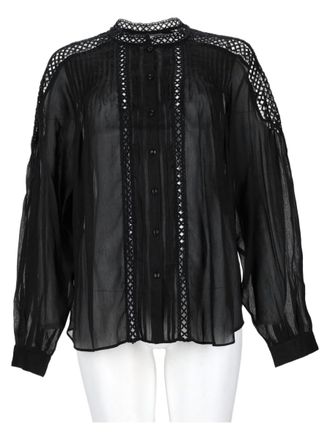 Isabel Marant Sheer Black Lace Viscose-Blend Blouse