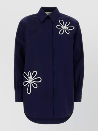 Fendi poplin shirt featuring floral embellishments