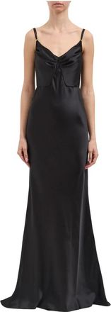 Elisabetta Franchi Abito Red Carpet in raso - Dames - Avondkleed - Zwart - S - Satijn - Kleedjes