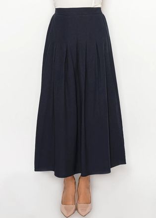 YAL New York Deep Navy Flowing Cotton Blend Skirt