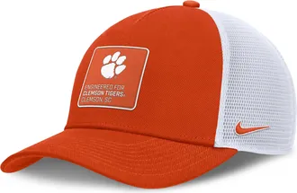 Nike Clemson On-Field Rise Engineered Nike Mens College Trucker Adjustable Hat in Orange | NC9708DQCLN-RMZ