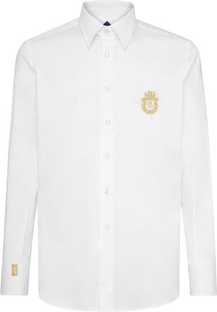 Billionaire Boys Club crest-motif poplin shirt - men - Cotton/Elastane - XXXL - White