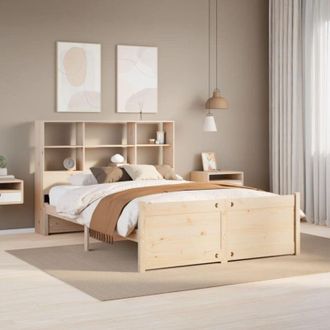 vidaXL Cama Con Estanter&iacute;a Sin Colch&oacute;n Madera Maciza De Pino 140x190cm Vidaxl