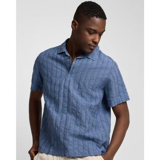 Onia Cotton Linen Pop Over Polo Tee in Navy at Nordstrom, Size X-Large S