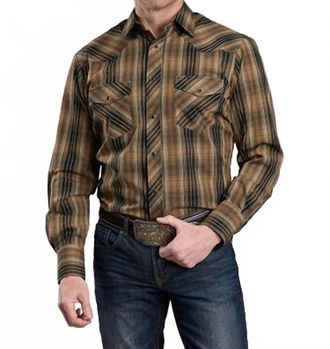 Roper Mens Long Sleeve Shirt In Brown Plaid