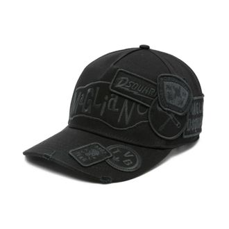 Dsquared2 Caps, male, Black, Size: ONE SIZE Black Cotton Hats with Polyester Lining