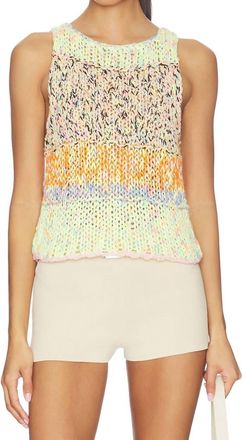 Free People Flea Market Knit Tank Top In Green Combo