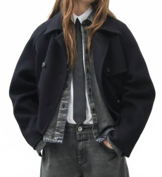 Closed Cropped Trench Coat In Black