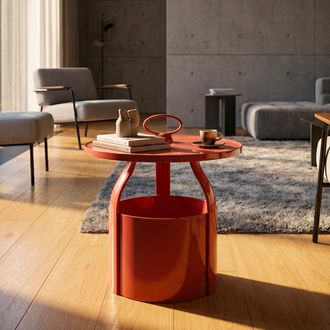 Dmora Mesa De Centro Inle, Forma Redonda, Color Rojo, Material Pl&aacute;stico, 46x54x46h Cm, Rojo