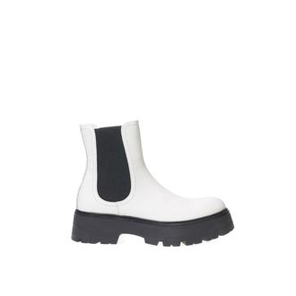 Alexander McQueen Black And White Leather Chelsea Womens Boots