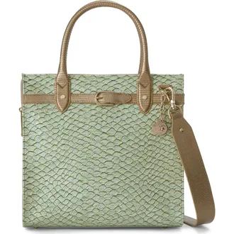 Brahmin Caroline Croc Embossed Leather Satchel in Mint Novella at Nordstrom
