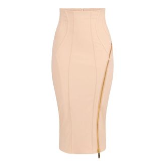 Elisabetta Franchi High-Waisted kokerrok - Dames - Rokken - Beige - Maat: L Polyamide