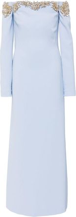 Costarellos Meline gown - women - Polyurethane/Polyester/Polyester - 36 - Blue