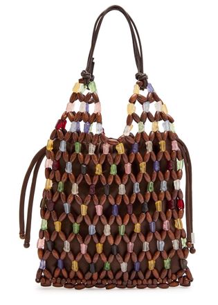 Staud Karla Leather and Wooden-bead top Handle bag - Brown - One Size