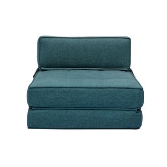 Miliboo Miliboo - Sill&oacute;n Cama De 1 Plaza De Tela Azul Petr&oacute;leo Katy