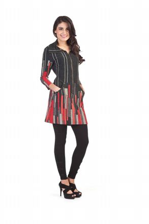 Papillon Hirise Print Zipper Collar Sweater Dress In Charcoal