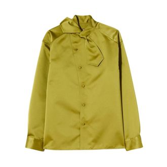 Plan C Camisa con cuello de pa&ntilde;uelo - Blouses & Shirts - Mujer - Verde - S