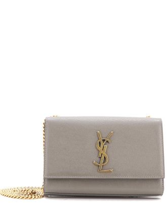 Saint Laurent Grey Grainy Leather Classic Monogram Crossbody Small (Authentic Pre-Loved)