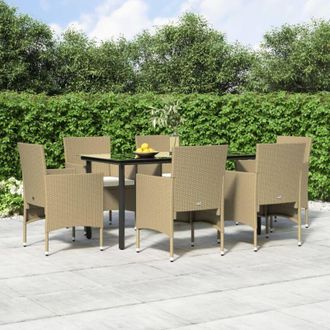vidaXL Juego De Comedor De Jard&iacute;n 7 Piezas Con Cojines Beige Y Negro Vidaxl