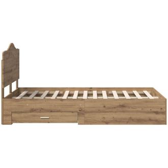 vidaXL Bed Frame with Drawer Artisan Oak 120 x 190 cm Engineered Wood vidaXL