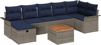 vidaXL Conjunto De Sof&aacute;s De Jard&iacute;n 8 Uds. Gris Rat&aacute;n Sint&eacute;tico Vidaxl